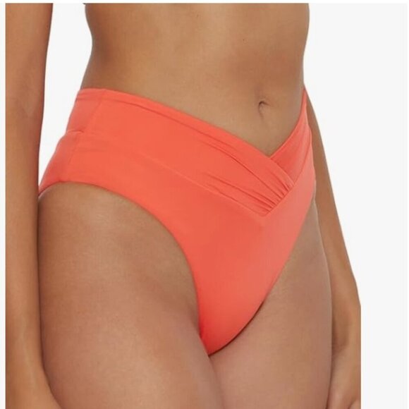 BECCA Standard Color Code High Waisted Shirred Bikini Bottom, Cheeky Coverage - Picture 3 of 8